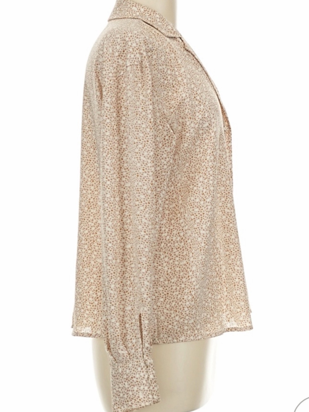 Worthington Tan and Cream Speckle Print Button-Front Shirt Blouse - Picture 6 of 8